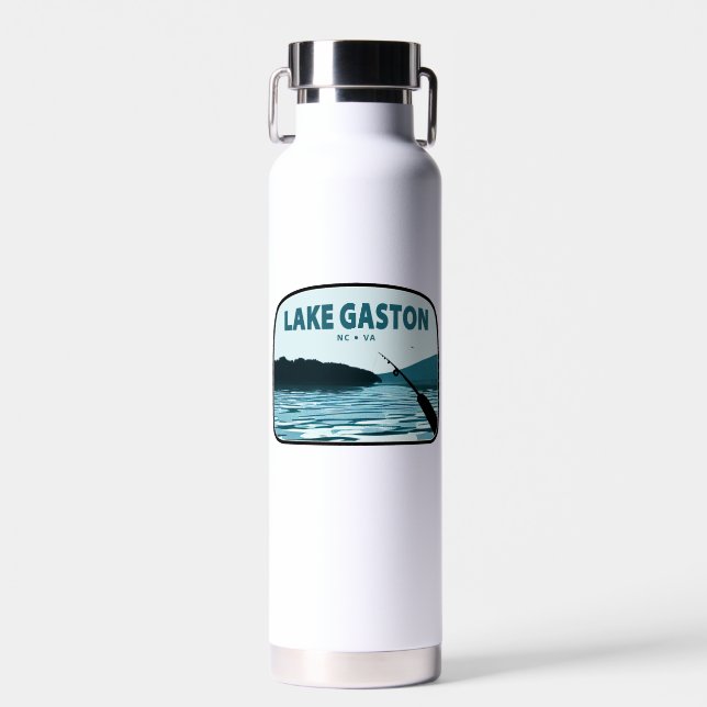 Lake Gaston North Carolina Virginia Fishing Rod Water Bottle (Front)