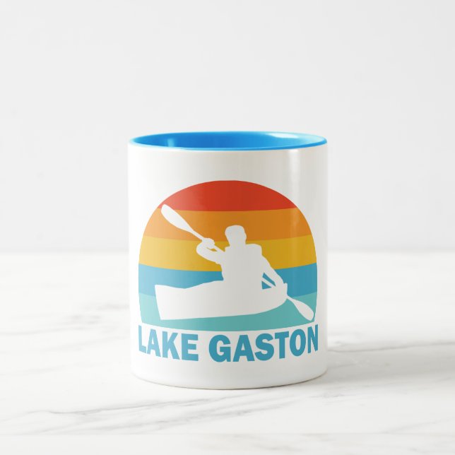 Lake Gaston North Carolina Virginia Kayak Two-Tone Coffee Mug (Center)