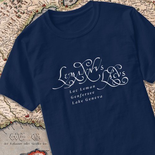 Lake Geneva Lac Leman Vintage Latin Text T_Shirt
