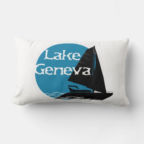 Lake Geneva Long Sailing Throw Pillow