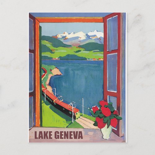 Lake Geneva railway view from the window Postcard