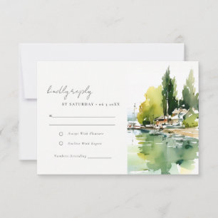 Lake Geneva Switzerland Landscape Scape Wedding RSVP Card