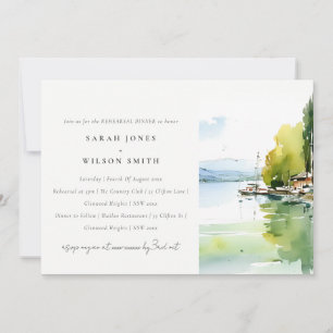 Lake Geneva Switzerland Scape Rehearsal Dinner Invitation