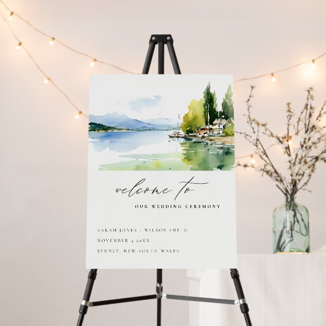 Lake Geneva Switzerland Scape Wedding Welcome Foam Board (In Situ (Stand))