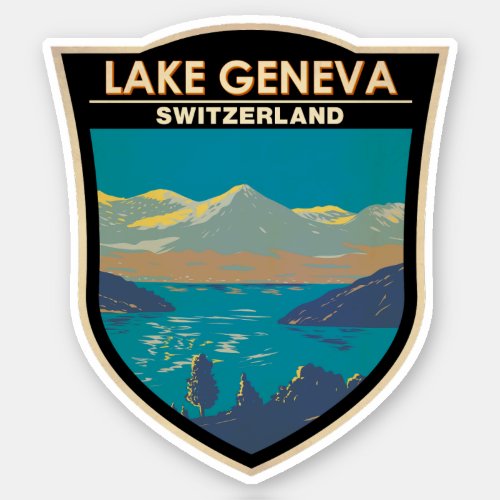 Lake Geneva Switzerland Travel Art Vintage Sticker