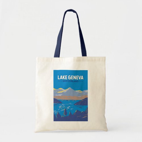 Lake Geneva Switzerland Travel Art Vintage Tote Bag