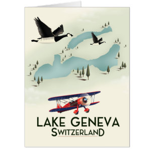 lake geneva switzerland Travel poster Card