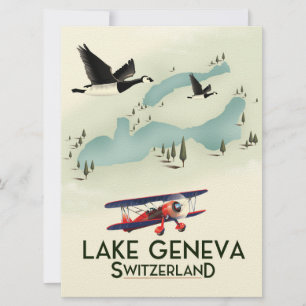 lake geneva switzerland Travel poster Invitation
