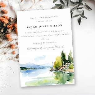 Lake Geneva Switzerland Watercolor Bridal Shower Invitation