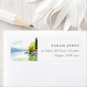 Lake Geneva Switzerland Watercolor Scape Address Label