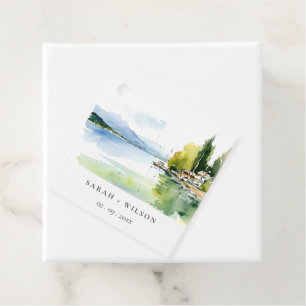 Lake Geneva Switzerland Watercolor Scape Wedding Favor Tags