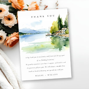 Lake Geneva Switzerland Watercolor Scape Wedding Thank You Card