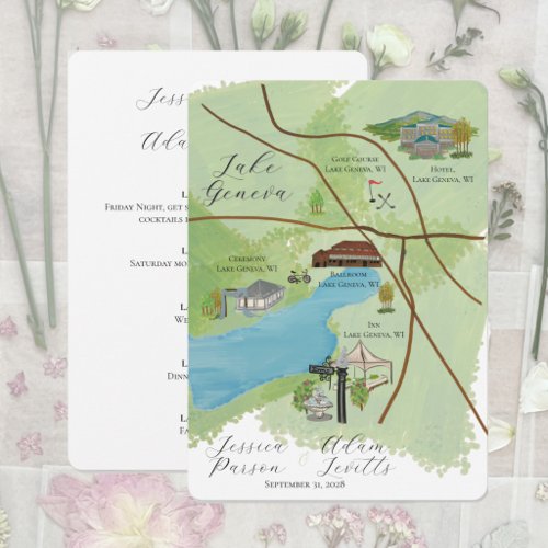 Lake Geneva Wedding Weekend Map Details Card