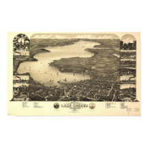 Lake Geneva WI 1882 Antique Panoramic Map