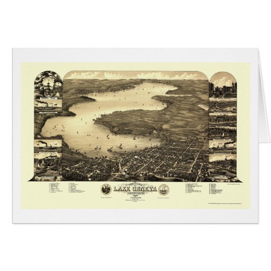 Lake Geneva, WI Panoramic Map - 1882 Cards (Front Horizontal)