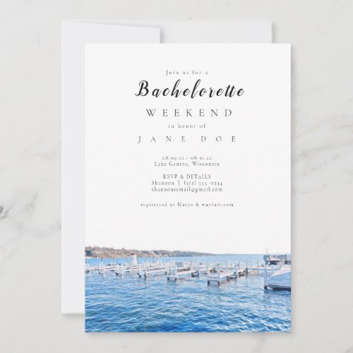 Lake Geneva Wisconsin Bachelorette Party Invitatio Invitation