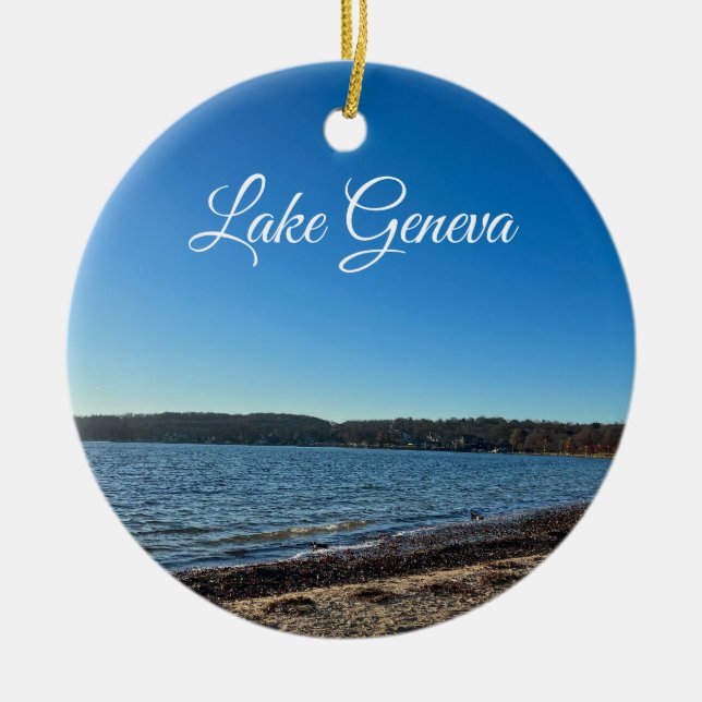 Lake Geneva Wisconsin Ceramic Ornament (Front)