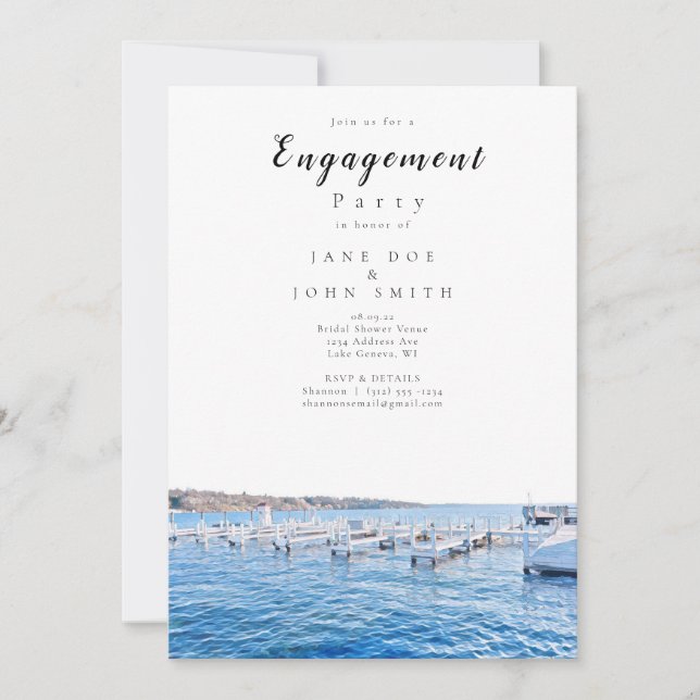 Lake Geneva Wisconsin Engagement Party Invitation (Front)