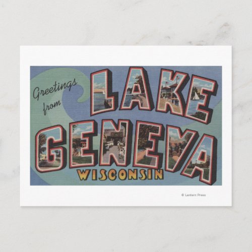 Lake Geneva Wisconsin _ Large Letter Scenes Postcard