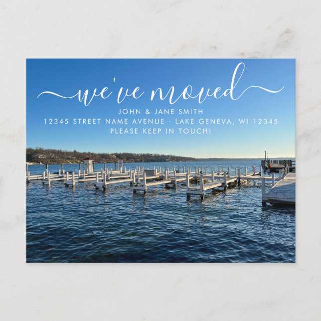 Lake Geneva Wisconsin Moving Announcement Postcard (Front)