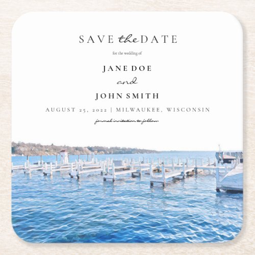 Lake Geneva Wisconsin Paper Coaster Save the Date