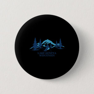 Lake Geneva Wisconsin Ski Resort Skiing Skier Button