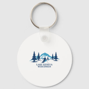 Lake Geneva Wisconsin Ski Resort Skiing Skier  Keychain