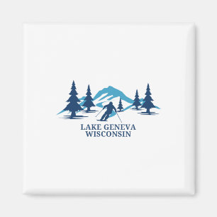 Lake Geneva Wisconsin Ski Resort Skiing Skier  Magnet