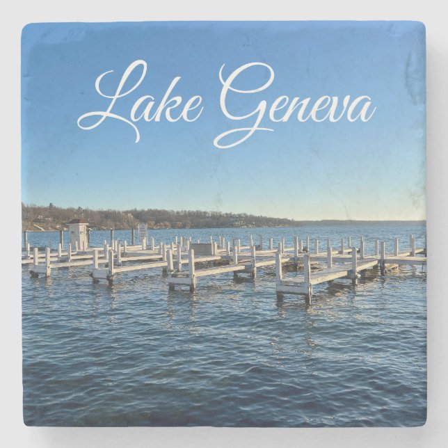 Lake Geneva Wisconsin Stone Coaster (Front)