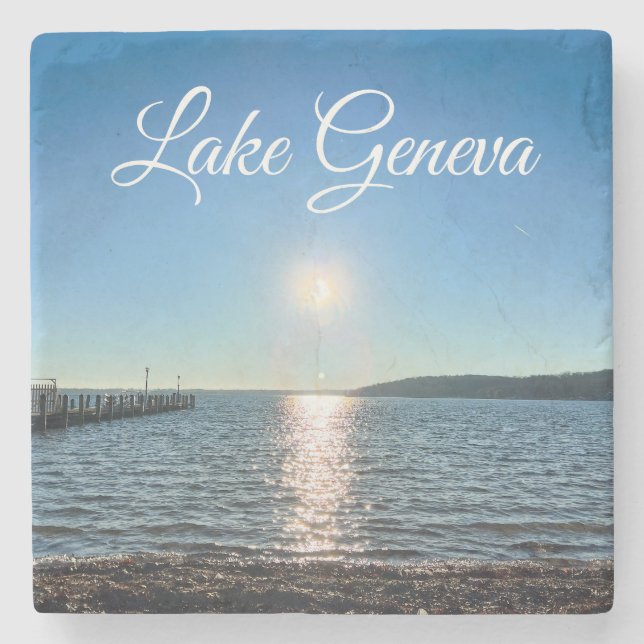 Lake Geneva Wisconsin Stone Coaster (Front)
