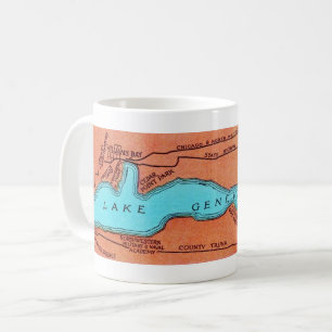 Lake Geneva Wisconsin Vintage Map Coffee Mug