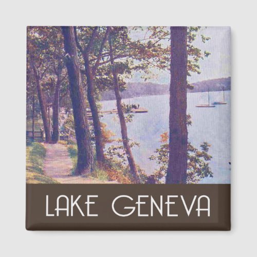 Lake Geneva Wisconsin vintage scene Magnet