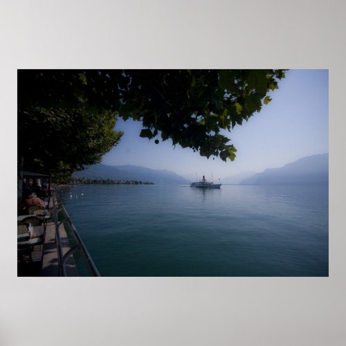 Lake Geneva with Paddle Steamer Poster