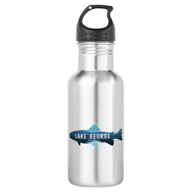 Lake George New York Fish Stainless Steel Water Bottle (Front)