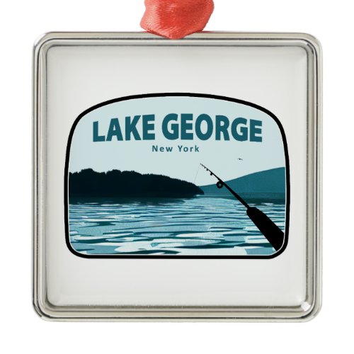 Lake George New York Fishing Rod Metal Ornament