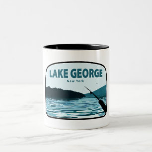 Lake George New York Fishing Rod Two-Tone Coffee Mug