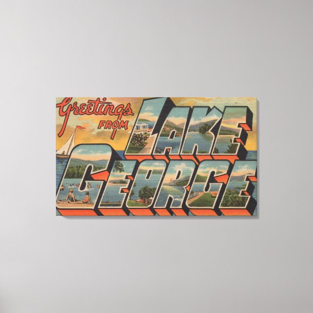 Lake George, New York - Large Letter Scenes Canvas Print (Front)