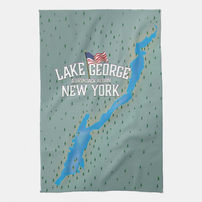 Lake George New York Map Kitchen Towel (Vertical)