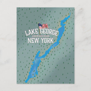 Lake George New York Map Postcard