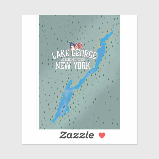 Lake George New York Map Sticker (Sheet)