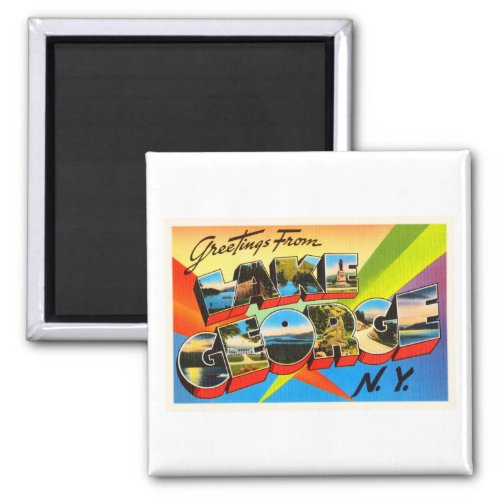 Lake George New York NY Vintage Travel Souvenir Magnet