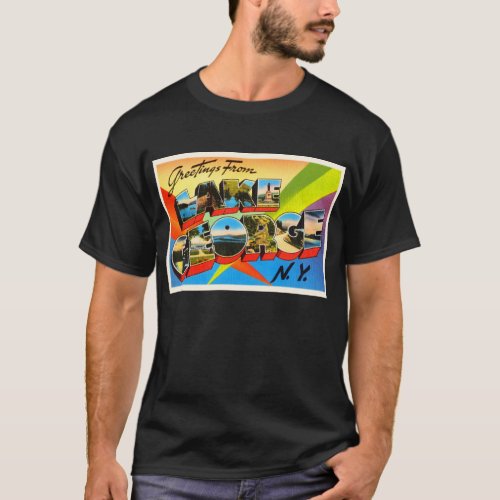 Lake George New York NY Vintage Travel Souvenir T_Shirt