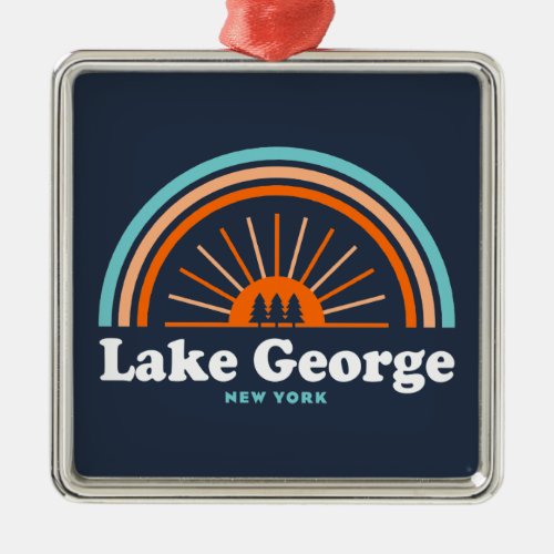 Lake George New York Rainbow Metal Ornament