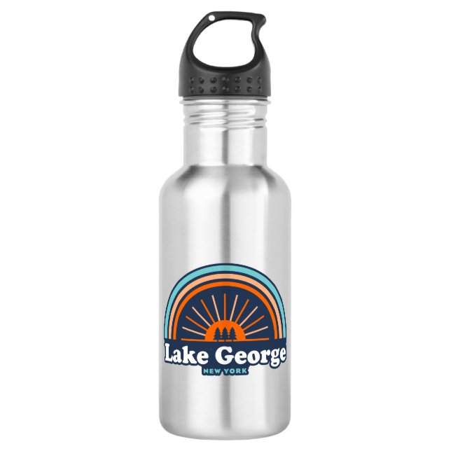 Lake George, New York Rainbow Stainless Steel Water Bottle (Front)