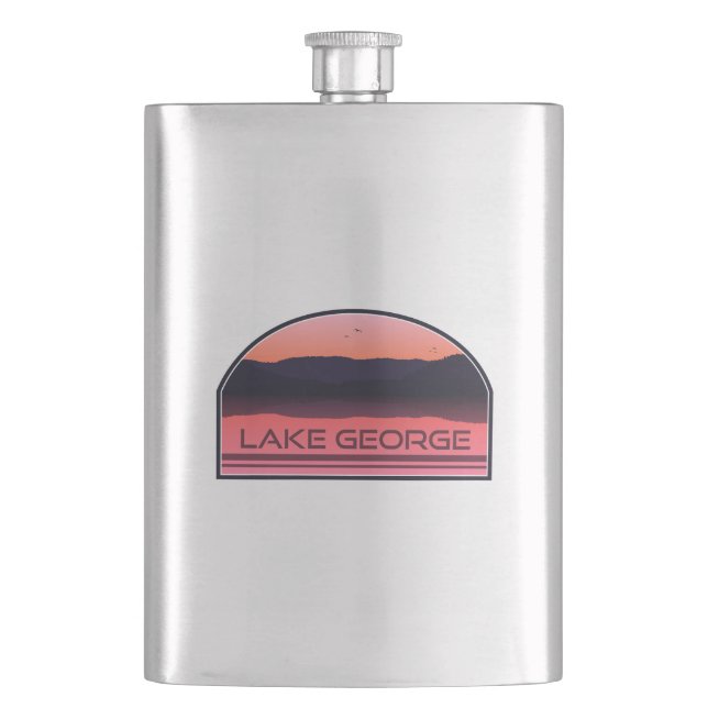 Lake George New York Red Sunrise Flask (Front)