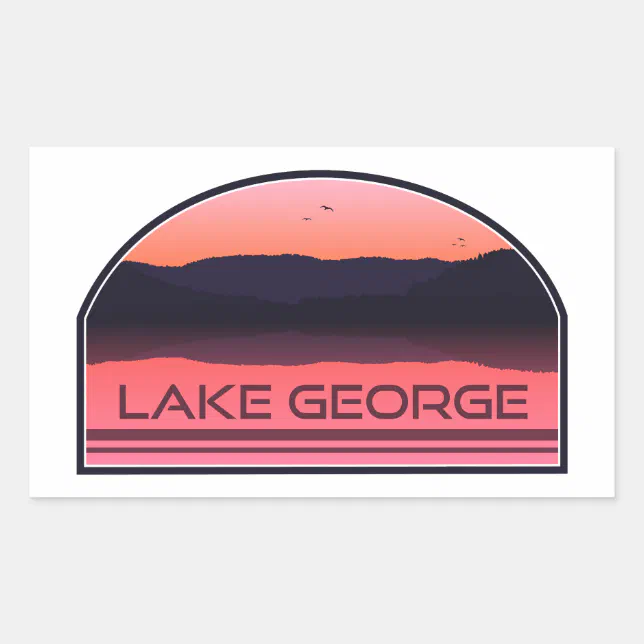 Lake George New York Red Sunrise Rectangular Sticker | Zazzle