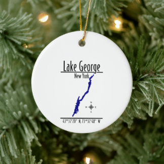 Lake George New York Shoreline Map Circle Ceramic Ornament