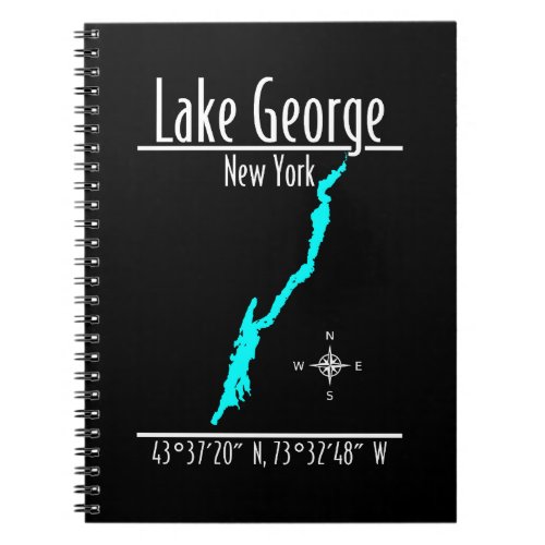 Lake George New York Shoreline Map Coordinates Notebook