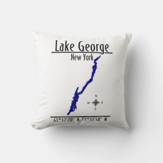 Lake George New York Shoreline Map Coordinates Throw Pillow
