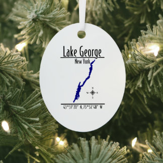 Lake George New York Shoreline Map Metal Oval Ornament
